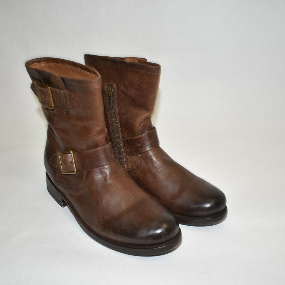 Frye Vicky Engineer Boot Chocolate Brown Leather … - image 2